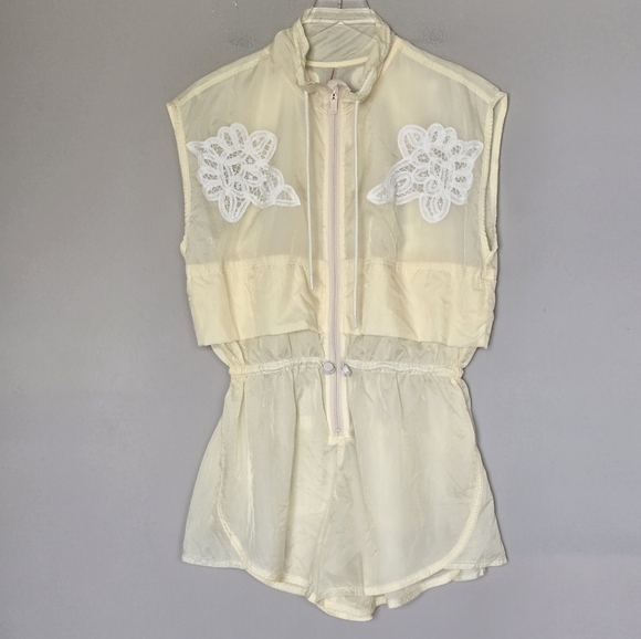 NEW Free People Marigold Butter Yellow Water-resistance Embroidered Onsie Romper - Picture 13 of 13